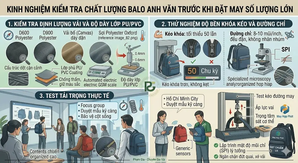 Tiêu chuẩn chất liệu may balo anh văn chịu lực: Bí quyết bền bỉ cho học viên