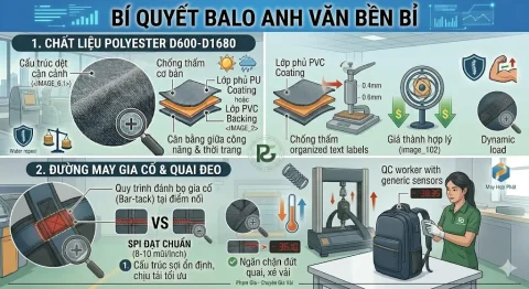 Tiêu chuẩn chất liệu may balo anh văn chịu lực: Bí quyết bền bỉ cho học viên
