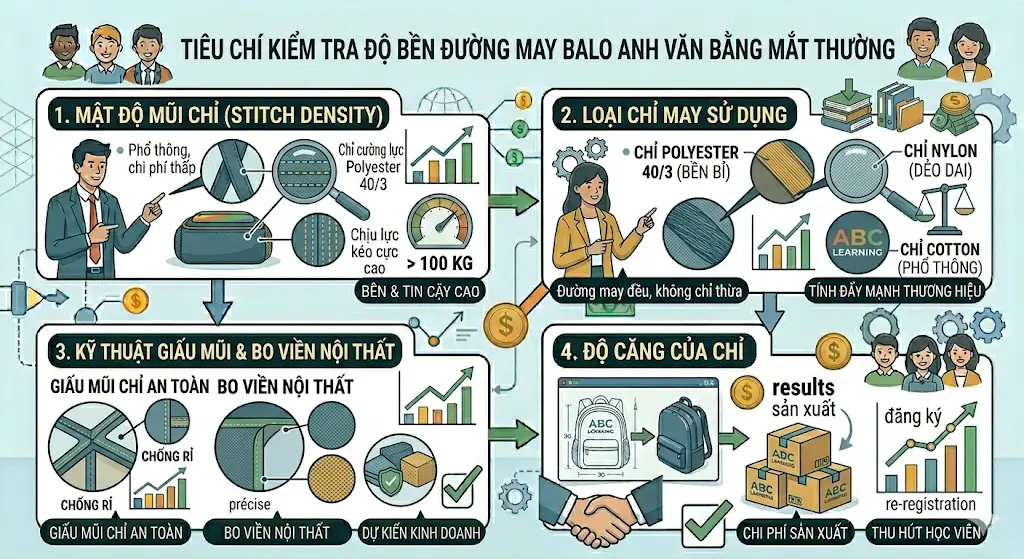 Độ Bền Đường May Balo Anh Văn