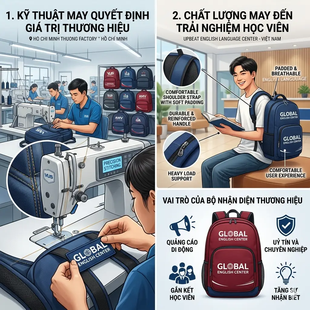 Phân Tích Kỹ Thuật May Balo Anh Văn Trung Tâm: Tiêu Chuẩn Chất Lượng & Độ Bền