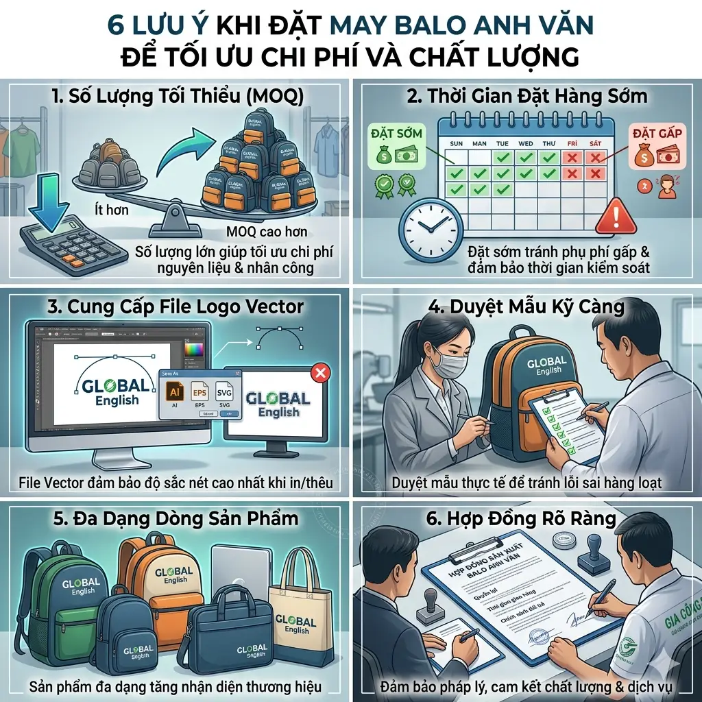 Phân Tích Kỹ Thuật May Balo Anh Văn Trung Tâm: Tiêu Chuẩn Chất Lượng & Độ Bền