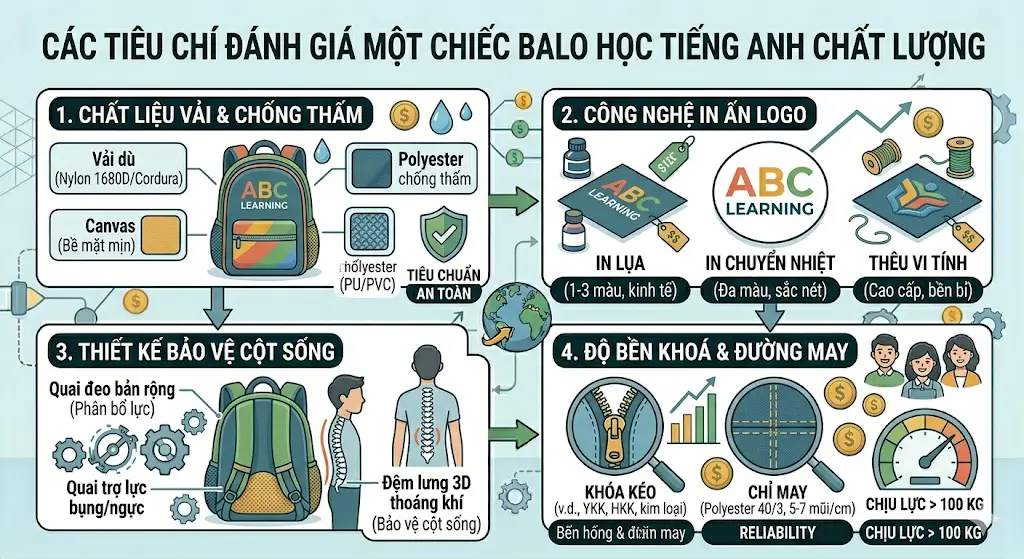 Xưởng May Balo Anh Văn Giá Rẻ, Chất Lượng Theo Yêu Cầu [Năm 2026]