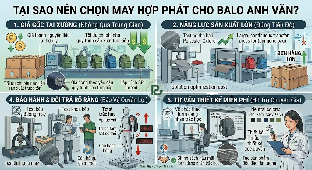 Quy Trình Sản Xuất Balo Anh Văn Đạt Chuẩn Xuất Khẩu
