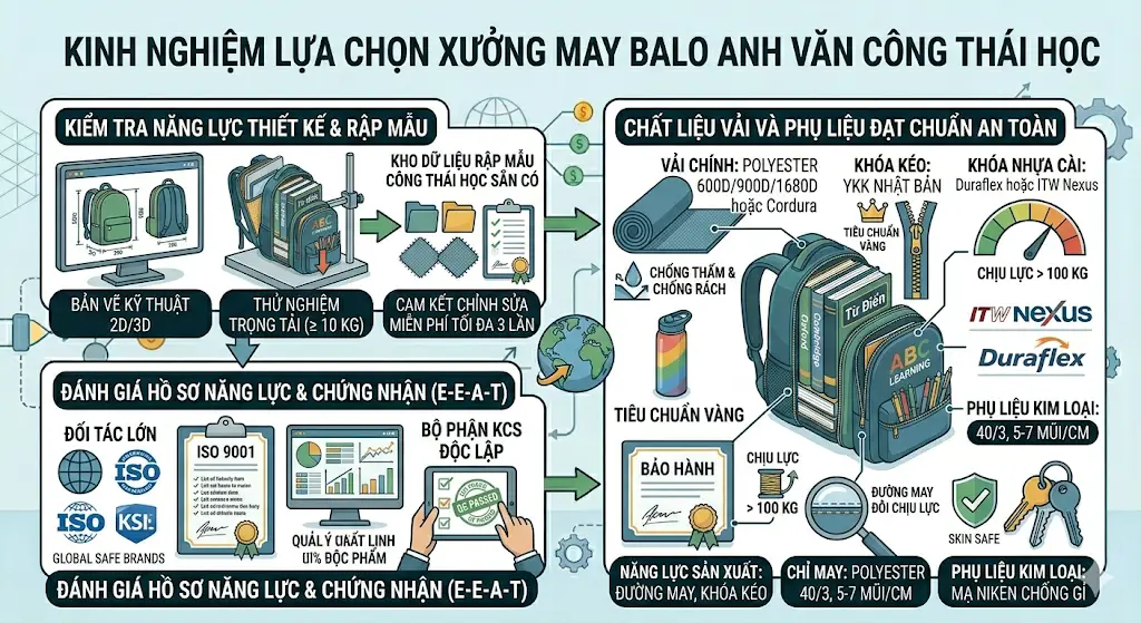 Thiết Kế Công Thái Học Khi May Balo Anh Văn