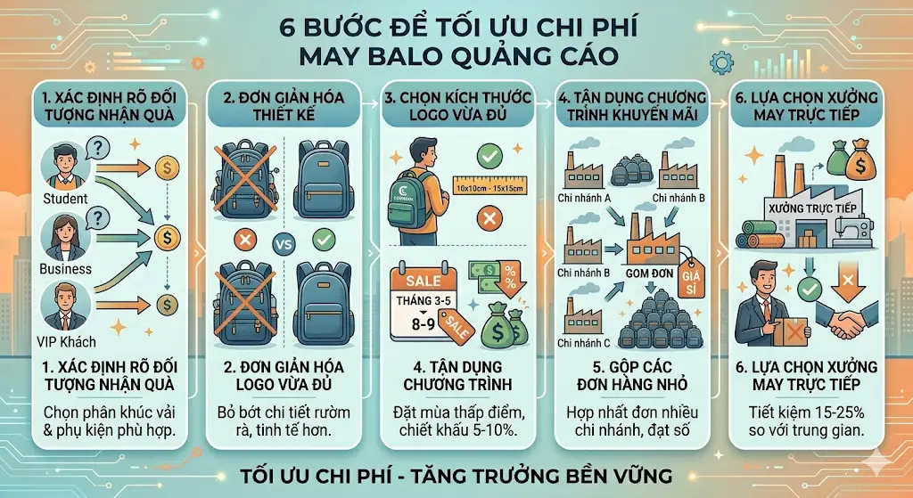 Tối ưu chi phí may balo quảng cáo: Bí quyết tiết kiệm 30% ngân sách cho doanh nghiệp