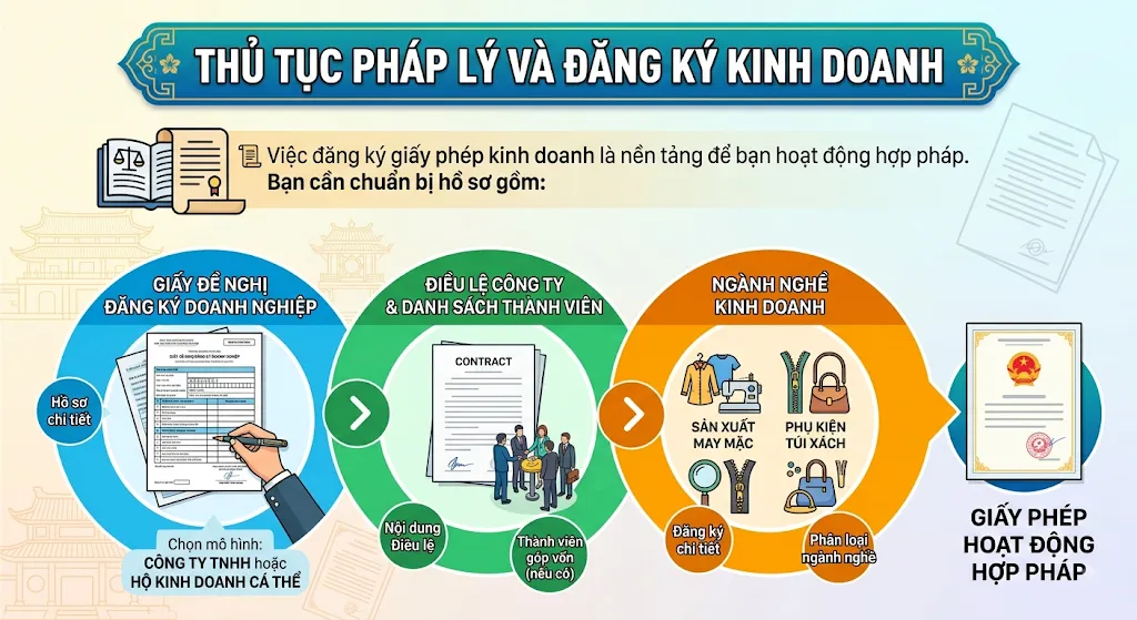 mở công ty may balo