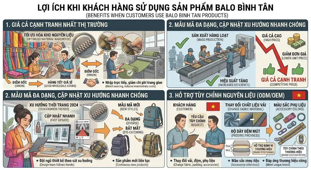 xưởng may balo túi xách giá rẻ quận Bình Tân